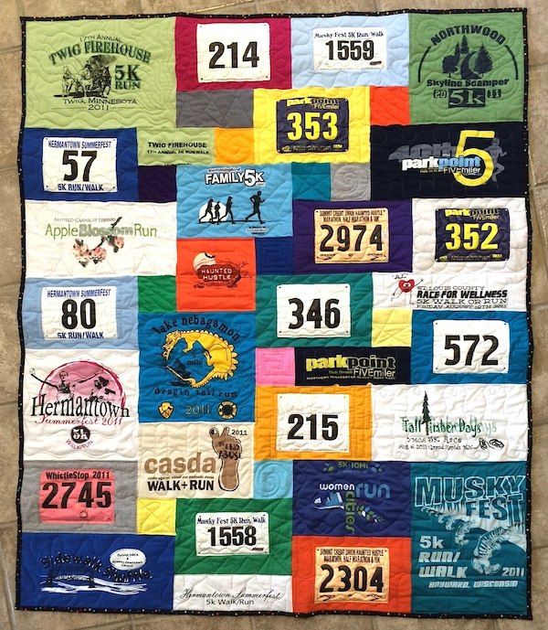Race Bib Numbers Can Be Used In a Tshirt Quilt