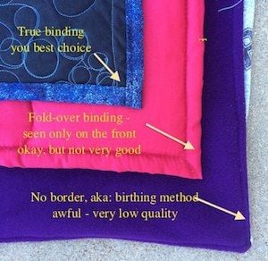 Types of Binding found on T-shirt quilts