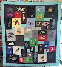 T-shirt quilt made from Woot T-shirts