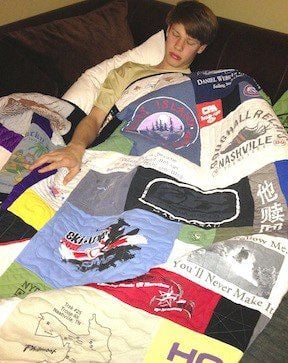 Sleeping with a T-shirt quilt