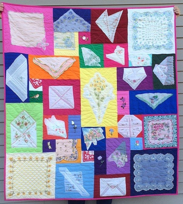 Hankies made into a quilt.