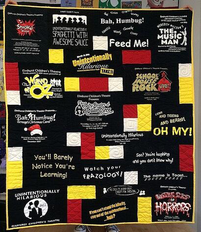 Theatre T-shirt quilt made colorful