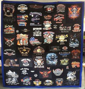 An all black Harley T-shirt quilt