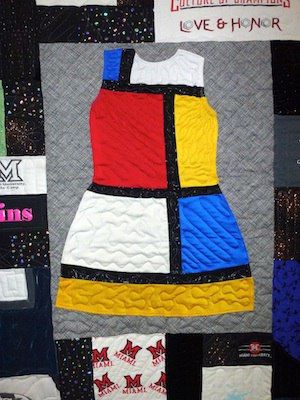 A whole dress can be used in a quilt or T-shirt quilt.