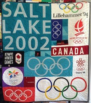 Olympic quilt - only trust those T-shirts to the most experienced quilt makers. 