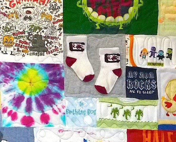 Socks can be used in a quilt or T-shirt quilt.