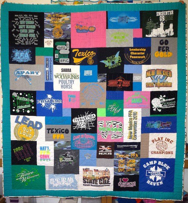 block in upside down on a T-shirt quilt