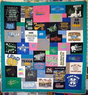 block in upside down on a T-shirt quilt
