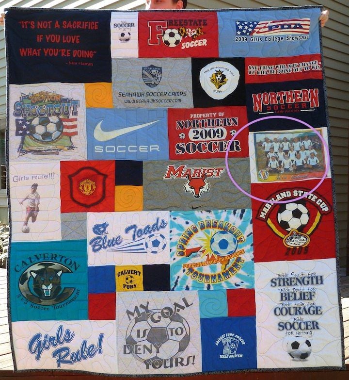 quilt that included transferred photographs by Too Cool T-shirt Quilts
