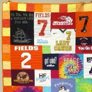 T-shirt quilt with a 4" pieced border