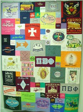 T-shirt quilt from salvaged t-shirts