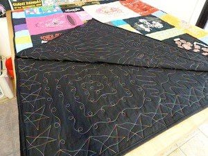 The back of a T-shirt quilt.