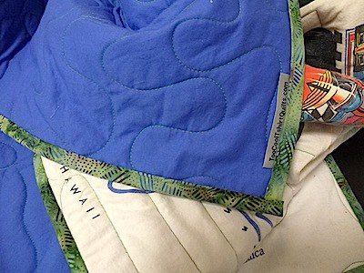 An example of a binding on a T-shirt quilt.