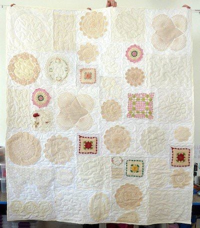 quilt made from doilies