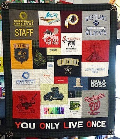 You Only Live Once T-shirt quilt