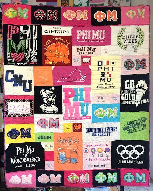 Phi Mu T-shirt Quilt with piping