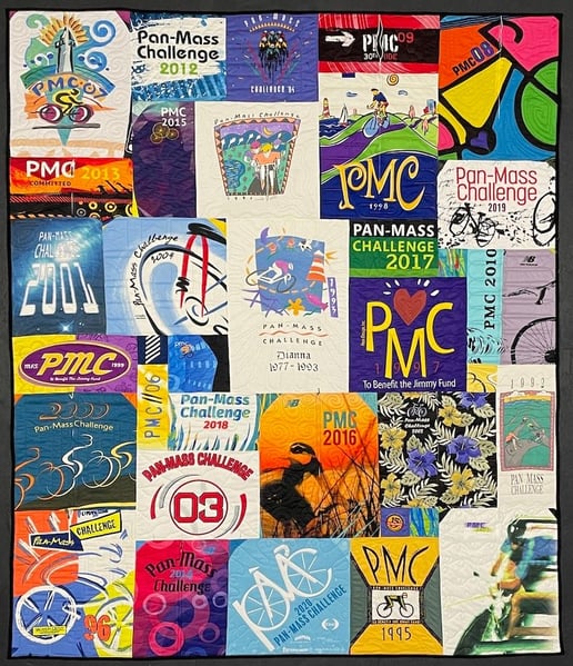 Pan Mass Bicycle Jersey quilt by Too Cool T-shirt Quilts