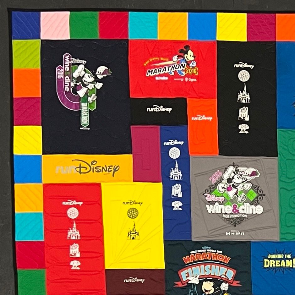 4 pieced  border on a Too Cool T-shirt quilt