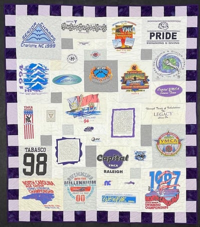 A swimmers T-shirt quilt purple  by Too Cool T-shirt quilts