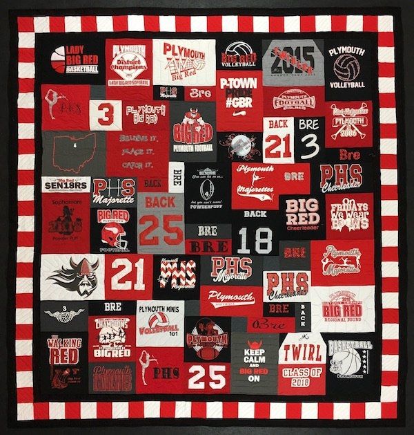 red white and black T-shirt quilt made by Too Cool T-shirt Quilt