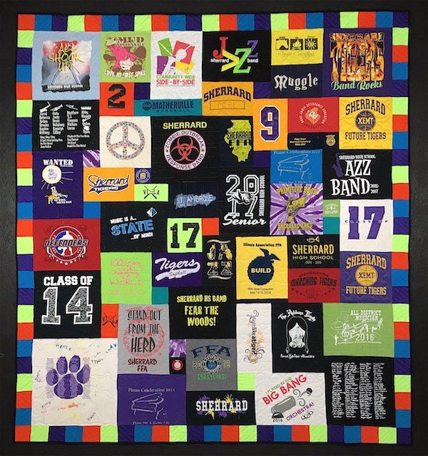 Awesome colorful border on a T-shirt quilt