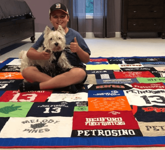 Boy & Dog on a Too Cool T-shirt quilt