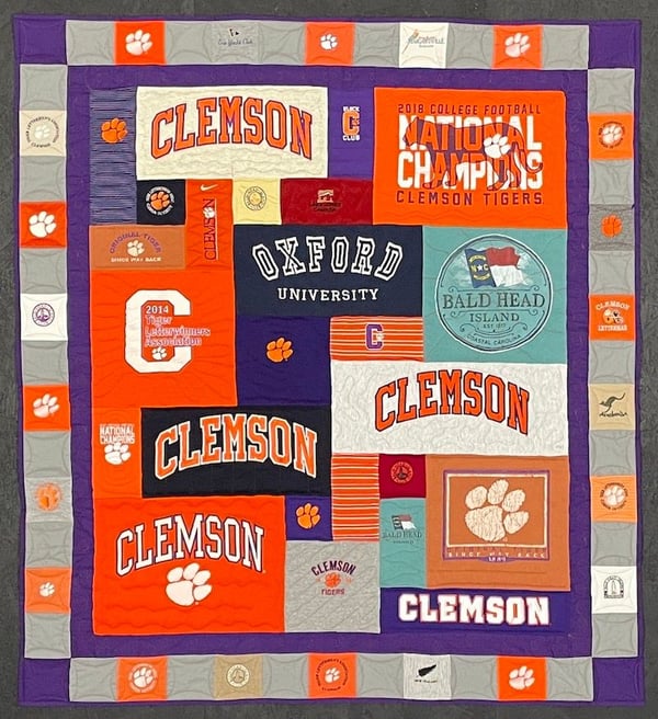 Clemson T-shirt quilt by Too cool T-shirt quilts