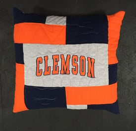Clemson T-shirt pillow by Too Cool T-shirt Quilts