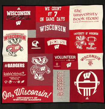 College - Wisconsin  T-shirt quilt by Too Cool T-shirt Quilt