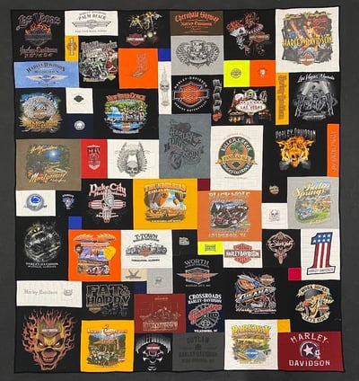 Colorful Harley Davidson T-shirt Quilt by Too Cool T-shirt Quilts