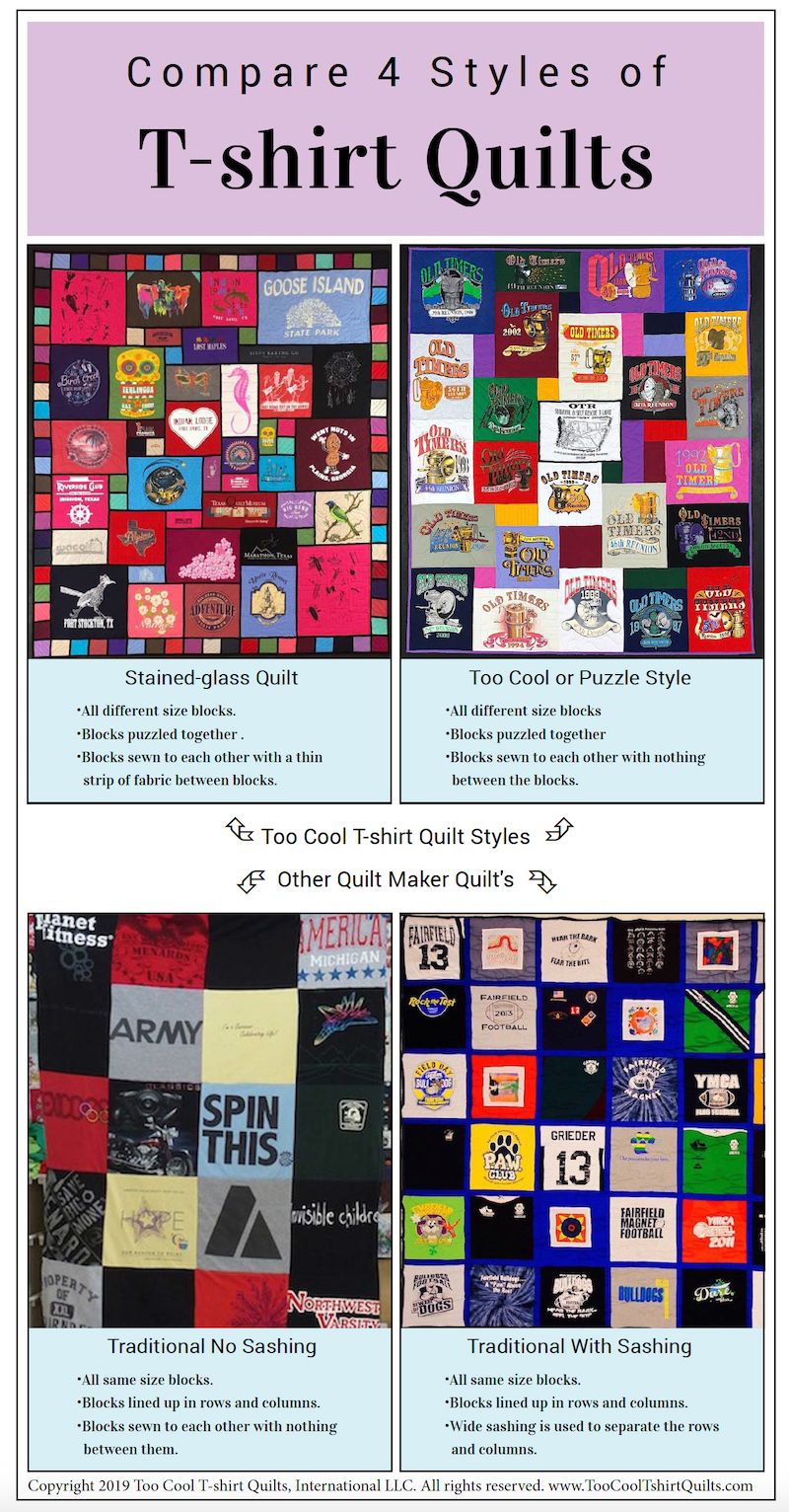Featured image of post T Shirt Quilt Designs - We machine quilt on a special long arm quilting machine using a dense design that will preserve your keepsake quilt for a lifetime.
