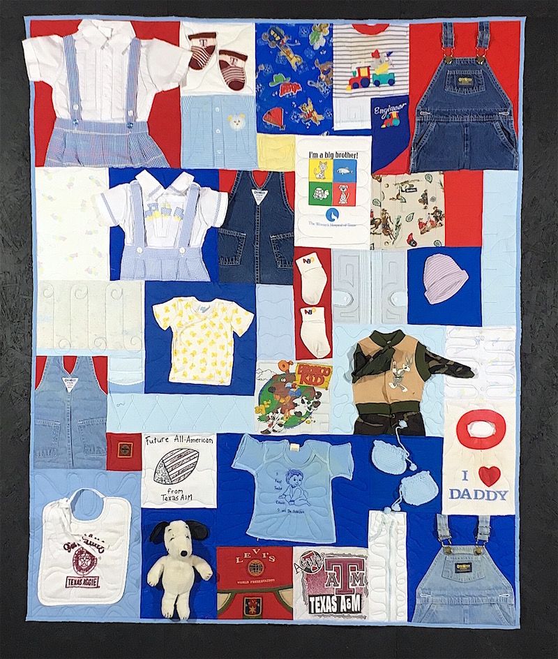 Complex baby quilt boy  made by Too Cool T-shirt Quilts