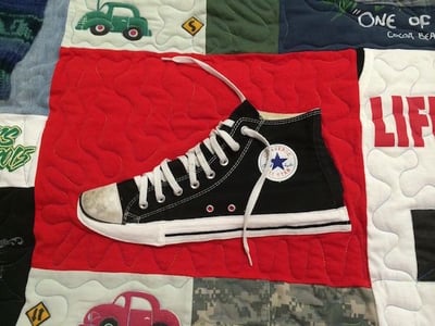 Converse high top in a  Too Cool T-shirt Quilt