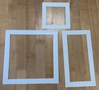 Cut templates used for signing a wedding signature quilt
