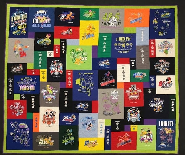 Disney marathon T-shirt quilt by Too Cool T-shirt quilts