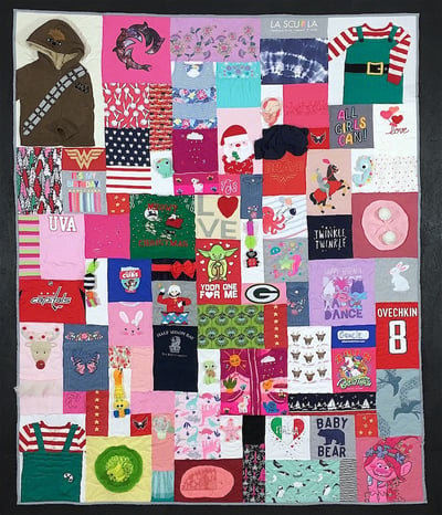 Baby Clothes quilt with whole outfits by Too Cool T-shirt Quilts