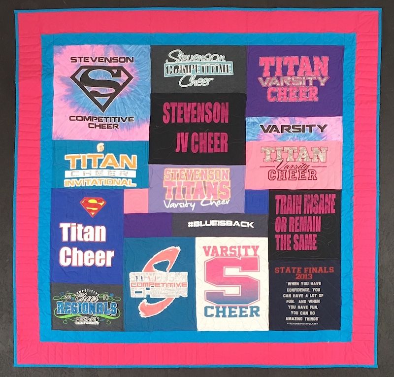 T-shirt Quilt with a border by Too Cool T-shirt Quilts