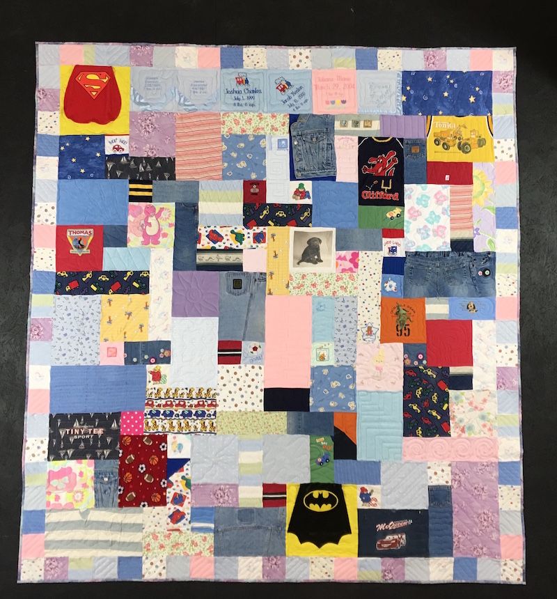 Family with 6 Kids baby clothes quilt by Too Cool T-shirt Quilts