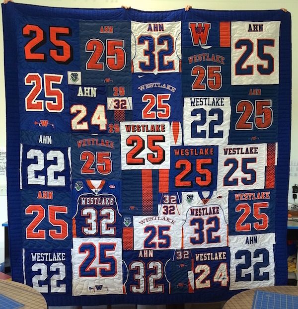 Football jersey quilt by Too Cool T-shirt Quilts