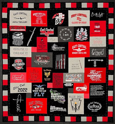 Graduation T-shirt quilt by Too Cool T-shirt Quilts