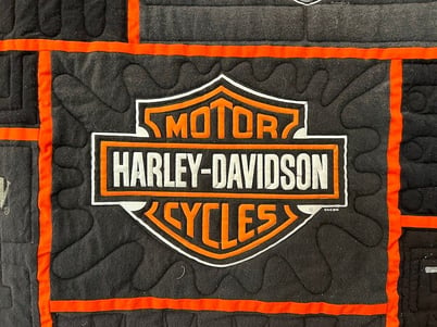 Harley T-shirt quilt made by Too Cool T-shirt Quilt