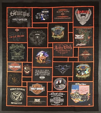Harley Davidson Stained glass T-shirt quilt by too cool tshirt quilts