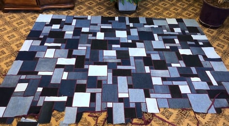 Jean stained glass quilt in progress