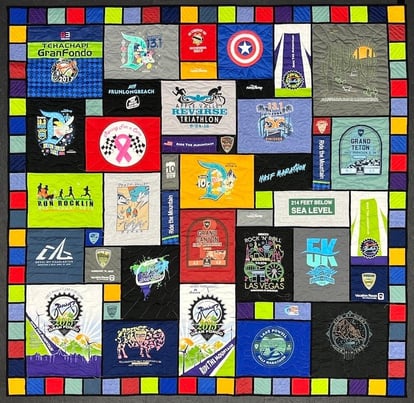 Stained-glass T-shirt quilt by Too Cool T-shirt Quilts