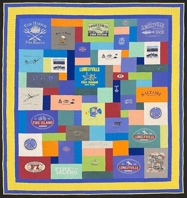 Larger with fillers and triple border T-shirt quilt  by Too Cool T-shirt Quilt