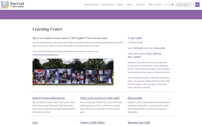 Learning Center on the Too Cool T-shirt Quilt website