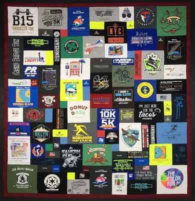 Lots of Neon in a T-shirt quilt by Too Cool T-shirt Quilt