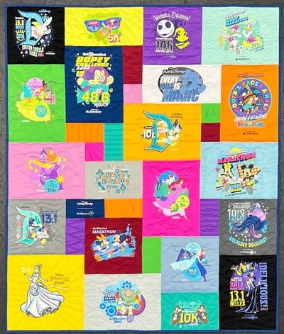 runDisney T-shirt quilt by Too Cool T-shirt Quilts