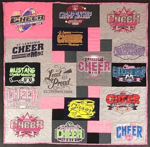 A cheerleading T-shirt quilt by Too Cool T-shirt quilts