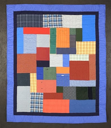 Memorial quilts made from plaid shirts